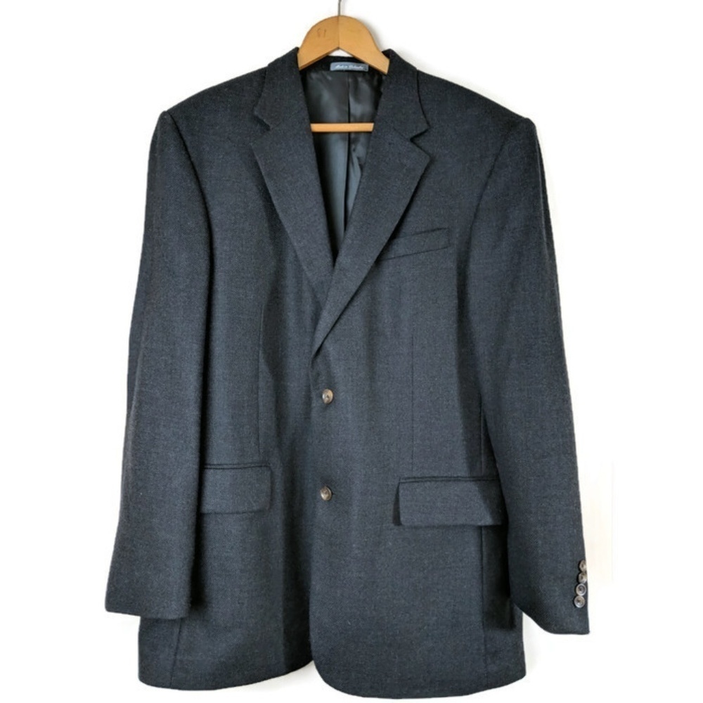 Oscar‎ De La Renta Black Blazer Mens 44 L Wool